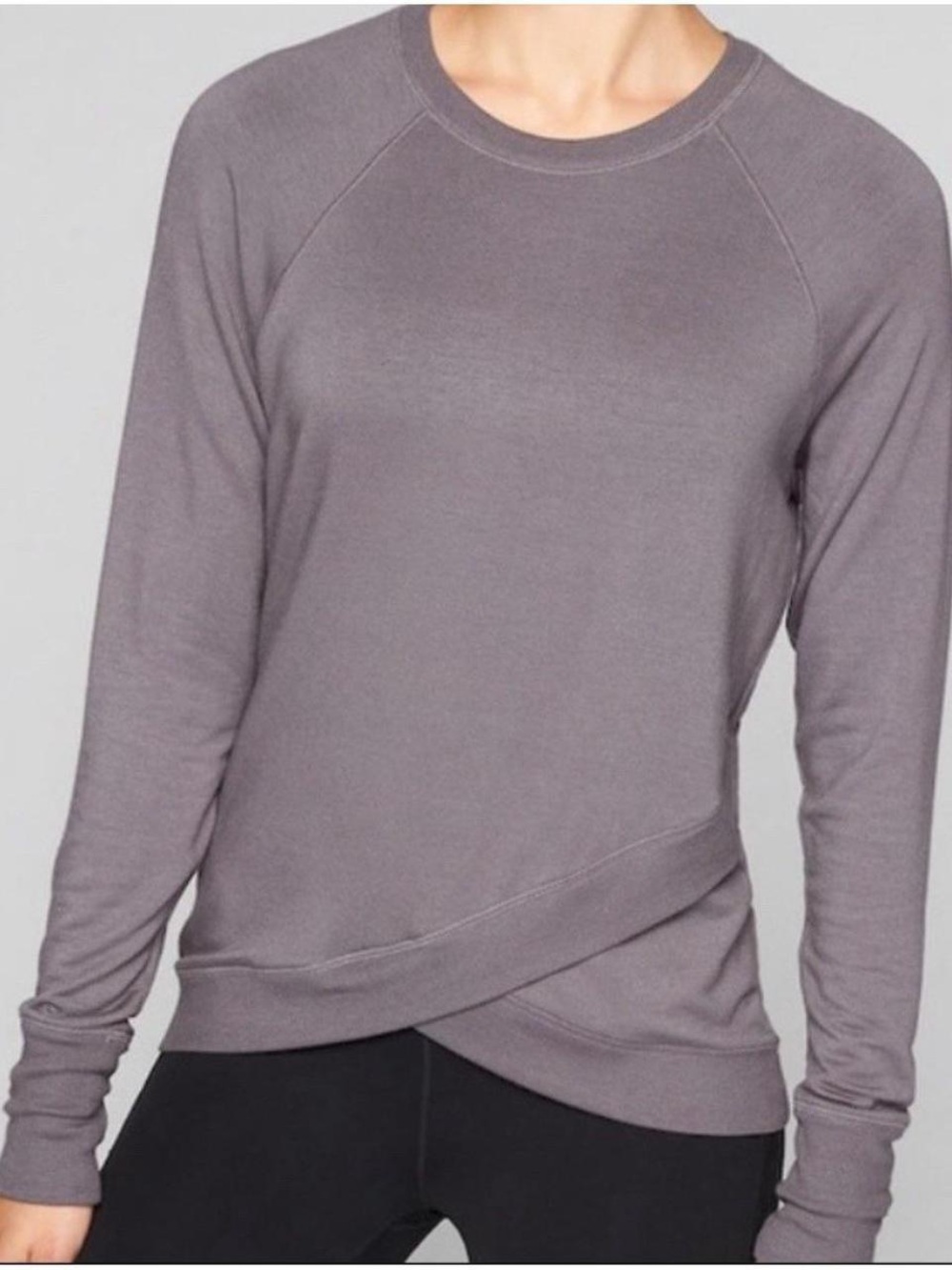 ATHLETA Criss Cross My Heart Lightweight Pullover Sweatshirt Grey